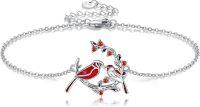 wholesale 925 Sterling Silver Red Cardinal Bird Charm Bracelet - Mothers Day Gift for Her-Cardinal