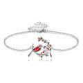 wholesale 925 Sterling Silver Cardinal Couple Bracelet With Red Gems-0-0