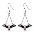 wholesale 925 Sterling Silver Bat Drop Earrings with Red Crystal Accents for Women and Girls-0-0
