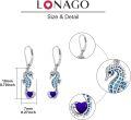 wholesale 925 Sterling Silver Birthstone Blue Seahorse Heart Drop Dangle Earrings for Women-0-2