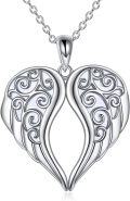 wholesale 925 Sterling Silver Opal Angel Wing Necklace - Nickel-Free Hypoallergenic Jewelry Gift for Women-0-0