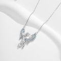 wholesale 925 Sterling Silver Blue Crystal Phoenix Bird Pendant Necklace for Women-0-2