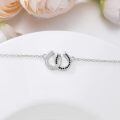 wholesale 925 Sterling Silver Double Horseshoe Anklet White Gold Plated Black White Cz Crystal-0-2