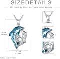 wholesale 925 Sterling Silver Blue Crystal Mother & Child Dolphins Pendant Necklaces Gift for Women Girls-0-5