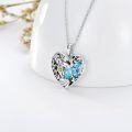 wholesale 925 Sterling Silver Blue Crystal Hummingbird Heart Locket Necklace for Women and Girls-0-1