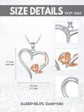 TOUPOP 14K White Gold & Rose Flower Heart Pendant Necklace Gift-0-2