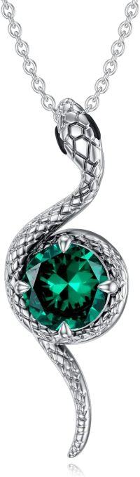 wholesale Metal Stone Snake Birthstone Pendant Necklace for Women-May