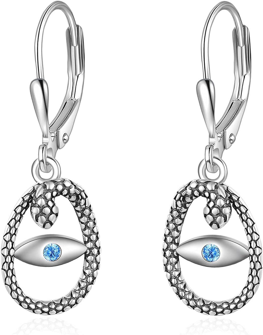 wholesale 925 Sterling Silver Blue Crystal Evil Eye Dangle Leverback Earrings for Women-0-0