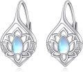 wholesale 925 Sterling Silver Moonstone Celtic Knot Lotus Tree Of Life Leverback Earrings Irish  for Women-0-0