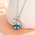 wholesale 925 Sterling Silver Cat Mom Baby Sleeping With Yellow Crystal Pendant Necklace-0-19