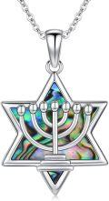 wholesale 925 Sterling Silver Hanukkah Star of David Pendant Necklace with Abalone Shell Inlay Jewellery for Women and Men-0-0