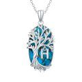 TOUPOP Sterling Silver Turquoise Family Tree Initial Pendant Necklace-0-0