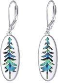 wholesale 925 Sterling Silver Abalone Tree Drop Earrings for Skiing and Hiking Enthusiasts-0-0