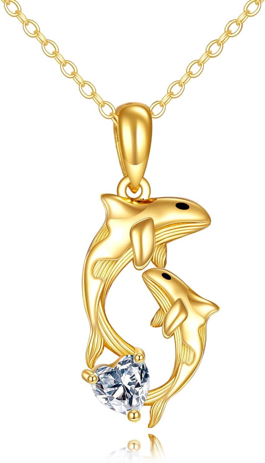 14K Gold Origami Fox Pig Panda Pendant Necklace for Women Men-0-0