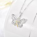 wholesale 925 Sterling Silver Yellow Crystal Butterfly Pendant Necklace - PTSD Awareness s for Women-0-1