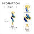 wholesale Gold-Plated 925 Sterling Silver Blue Enamel Snake Pearl Dangle Stud Earrings for Women-0-4