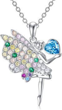 wholesale TOUPOP Fairy Necklace Sterling Silver Fairy Butterfly Angel Pendant Necklace Christmas Birthday Jewelry Gifts For Women Her Daughter Sister -undefined