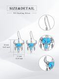 wholesale 925 Sterling Silver & Turquoise Western Cow Head Dangle Earrings for Women-0-4