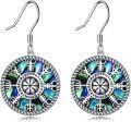 wholesale 925 Sterling Silver Viking Earrings with VegvÃ­sir Compass and Abalone Shell Design Norse Jewelry for Women-0-0