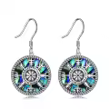 wholesale 925 Sterling Silver Viking Earrings Wholesale with VegvÃ­sir Compass and Abalone Shell Design Norse Jewelry for Women-0-0