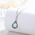wholesale 925 Sterling Silver Opal Celtic Knot Teardrop Pendant Necklace-0-5