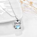 wholesale 925 Sterling Silver Heart-shaped Blue Opal Tiger Pendant Necklace for Women Girls -0-1