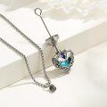 wholesale 925 Sterling Silver Heart-Shaped Blue Crystal Celtic Wolves Urn Keepsake Jewelry Pendant with Funnel and Fill Tool - Memorial Ashes Holder Necklace Gifts for Women-0-1