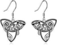 wholesale 925 Sterling Silver Celtic Cat Dangle Earrings - Unique s for Women-Cat