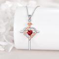 wholesale Sterling Silver Birthstones Rose Cross Heart Crucifix Pendant Necklace for Women-0-77