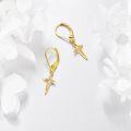 wholesale 14K Gold Star Drop Dangle Leverback Earrings with Diamonds for Women Christian s-0-2