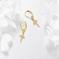 wholesale 14K Gold Star Drop Dangle Leverback Earrings with Diamonds for Women Christian s-0-2