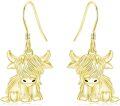 wholesale 925 Sterling Silver Highland Cow Sunflower Dangle Stud Leverback Hoop Earrings-0-31