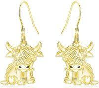 wholesale 925 Sterling Silver Highland Cow Sunflower Dangle Stud Leverback Hoop Earrings-1-1