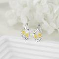wholesale 925 Sterling Silver Sunflower Drop Earrings Gold Tone Floral Design Leverback Jewelry for Women Girls Gift 4cm Long-0-2