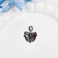 wholesale 925 Sterling Silver Gothic Butterfly Pendant with Red Heart Charm for Women-0-2