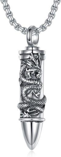 wholesale 925 Sterling Silver Dragon Butterfly Wolf Tree of Life Eagle Jesus Cremation Urn Keepsake Necklace for Men Women Memorial Jewelry -Dragon