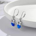 wholesale 925 Sterling Silver Blue Opal Star Drop Dangle Leverback Earrings for Women Girls Gift Boxed 3cm Long-0-2