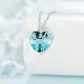wholesale 925 Sterling Silver Blue Crystal Butterfly Heart Stethoscope Pendant Necklace Wholesale for Nurses Doctors Gifts-0-1