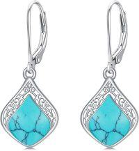 wholesale 925 Sterling Silver Teardrop White Opal Dangle Earrings for Women-Turquoise