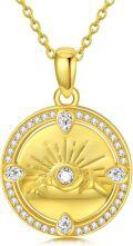 wholesale Gold-Plated 925 Sterling Silver Sun and Moon Mountain Coin Pendant Necklace for Women-0-0