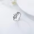 TOUPOP Sterling Silver Stone Cute Frog Animal Wedding Bands For Women & Men-0-2