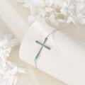 wholesale 925 Sterling Silver Turquoise Cross Charm Bracelet for Women-0-2