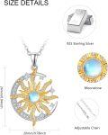 wholesale 925 Sterling Silver Blue Moonstone Gold Plated Sun & Moon Pendant Necklace for Women Celestial -0-2