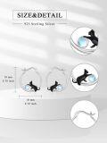 wholesale 925 Sterling Silver Black Cat Moonstone Hypoallergenic Hoop Earrings for Women-0-1