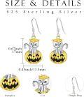 wholesale 925 Sterling Silver Hypoallergenic Cute Black and Gold Cat on Jack-o'-lantern Drop Earrings for Women & Girls-0-4
