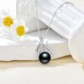 wholesale 925 Sterling Silver Black Pearl Pendant Necklace with Cubic Zirconia Accent Infinity Design 10mm 18+2 Chain - Perfect Gift for Valentine's & Mother¡¯s Day-0-2