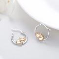wholesale 925 Sterling Silver Gold Fox Cubic Zirconia Huggie Hoop Earrings-0-1