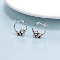wholesale 925 Sterling Silver Cute Panda Bear Hoop Earrings Gift for Women and Girls-0-2