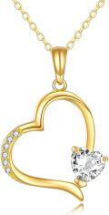 wholesale 14K Gold Cubic Zirconia Heart Pendant Necklace (0.36ctw 7x9mm)-0-0