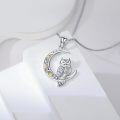 wholesale 925 Sterling Silver Moon & Star Lab-Grown Cubic Zirconia Owl Pendant Necklace for Women-0-3